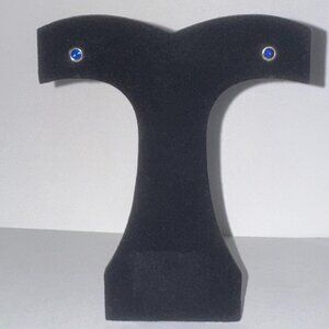 5 Mm Round Sapphire Blue Cz And Sterling Post Earrings